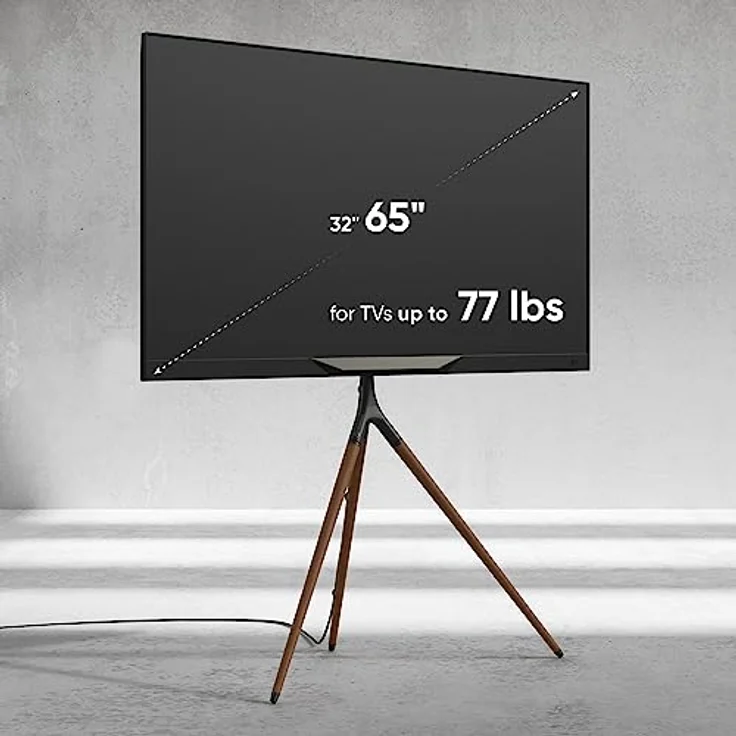 ONKRON TV Ständer höhenverstellbar, TV Staffelei für 32" - 65" Ständer Fernseher bis zu 35 kg - Standfuss TV Ständer Holz mit max VESA 400x400 - TV Standfuss Fernseher universal Schwarz TS1220-B – Bild 3