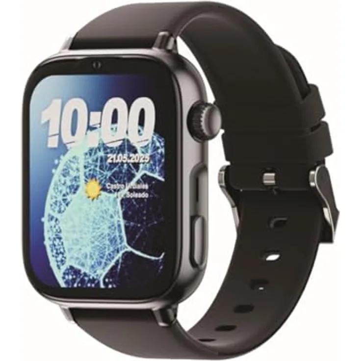SaveFamily SaveWatch Plus 2, Smartwatch mit 1,85" AMOLED-Display, 16 GB Speicher, GPS, schwarzem Silikonarmband