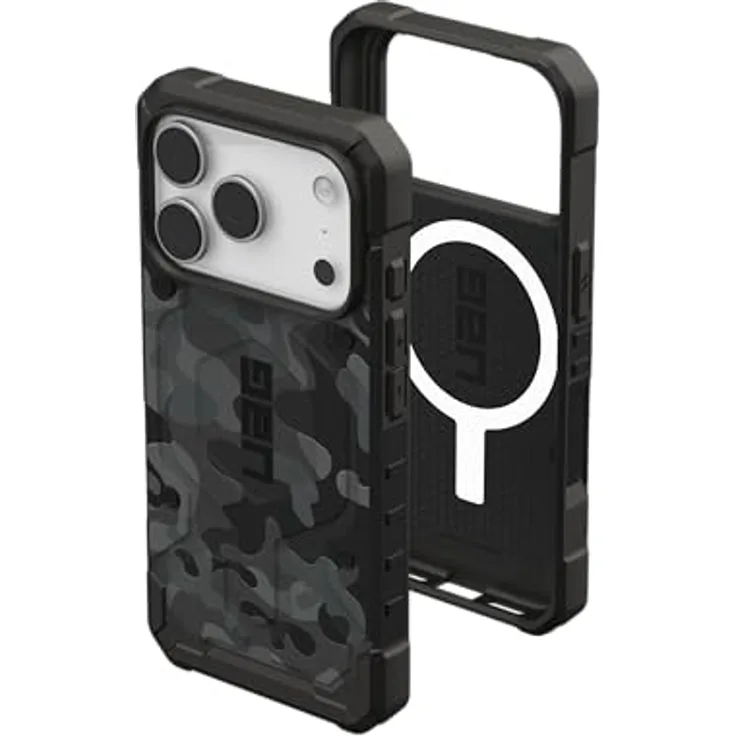URBAN ARMOR GEAR Pathfinder MS Hülle für Apple iPhone 17 Pro, fallsicher nach Militärstandard, Wireless Charging und magnetisches Aufladen, Midnight Camo