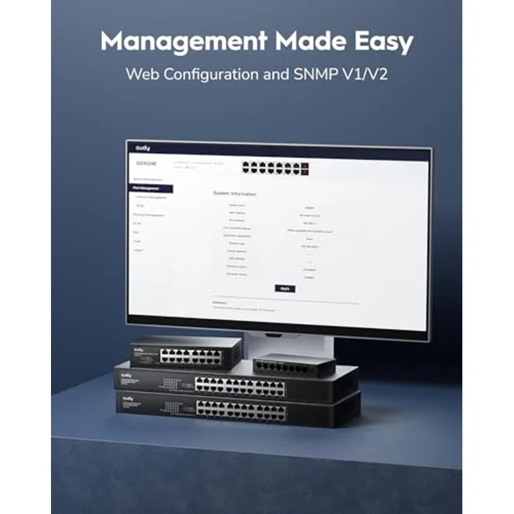 Cudy GS1024E 24-Port Light Smart Managed Gigabit Switch, Plug & Play, robustes Metallgehäuse, geschirmte Ports, QoS, VLAN, Rackmontage – Bild 4