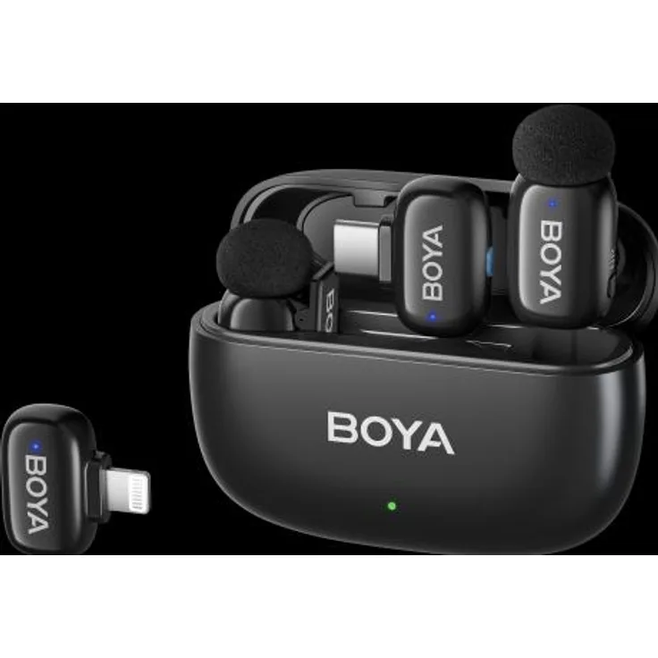 Boya Mini Lavalier Mikrofon, kabelloses System mit 48 kHz Audio-Abtastrate, 30 Stunden Akkulaufzeit und omnidirektionaler Aufnahme