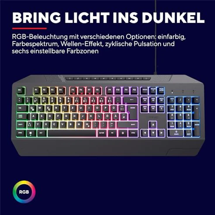 Trust Gaming GXT 836 Evocx Gaming Tastatur mit Deutsches QWERTZ Layout, 78% Recyclingkunststoff, RGB-Beleuchtung, Anti-Ghosting, Medientasten, Gaming Keyboard USB für PC/Laptop - Schwarz – Bild 4