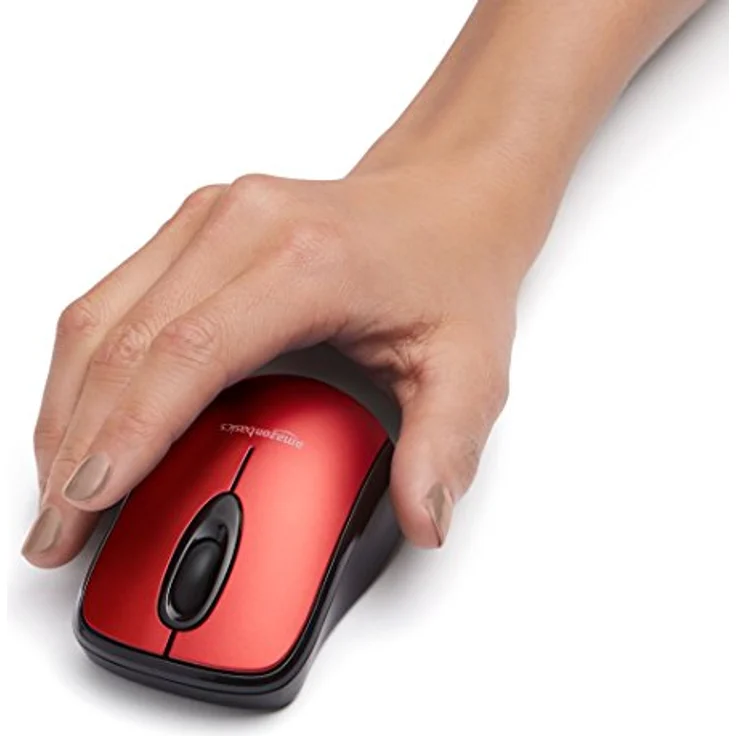 AmazonBasics – Kabellose Computer-Maus mit USB-Nano-Empfänger, Rot – Bild 5
