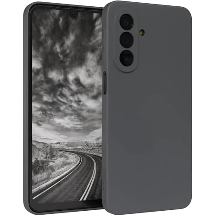 EAZY CASE Silikonhülle für Galaxy A17, grau, stoßfest, mit Kameraschutz und kabellos Ladefunktion, dünn, anthrazit matt – Bild 1
