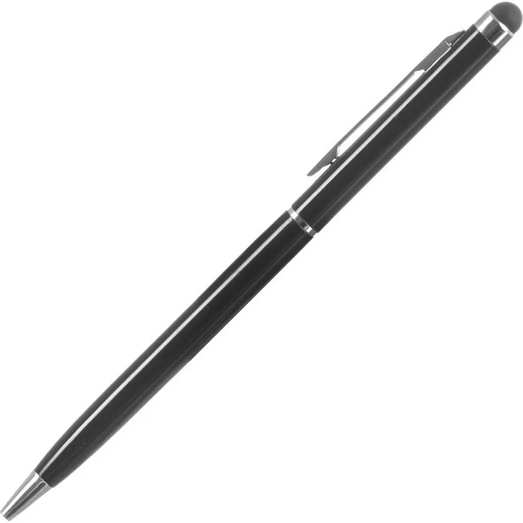Hurtel 2-in-1 Eingabestift Displaystift Kugelschreiber, schwarz, mit weicher Spitze, kompatibel für Smartphone, Tablet und Laptop