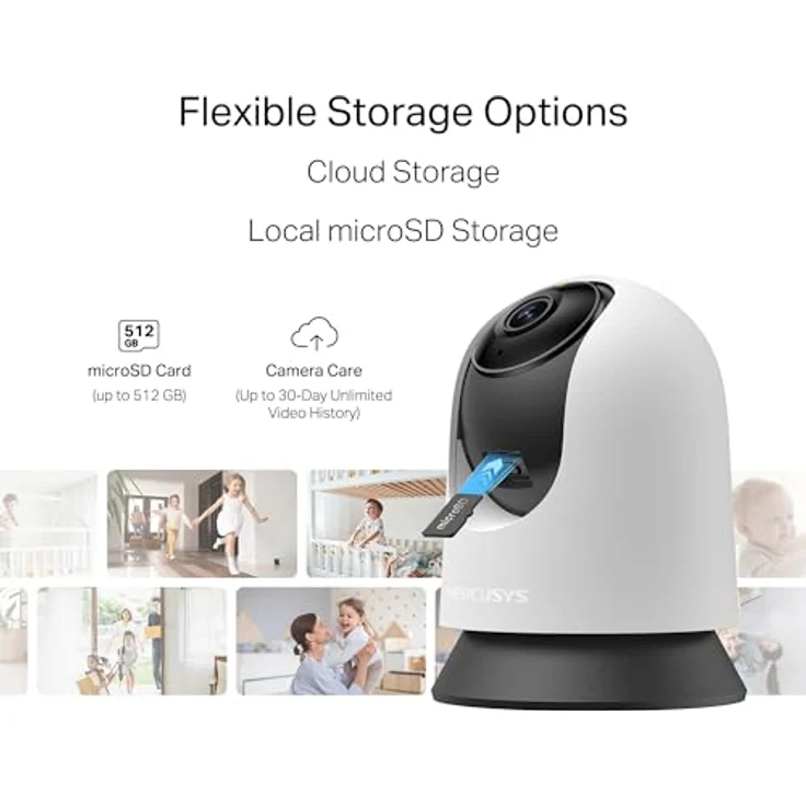 Mercusys MC210, Pan/Tilt Home Security Wi-Fi Kamera mit 2K 3 MP Video, Nachtsicht, Zwei-Wege-Audio, 512 GB microSD Unterstützung – Bild 7