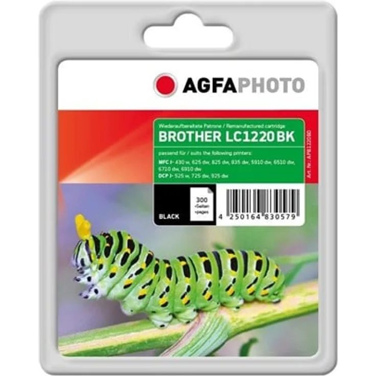 Agfa Photo Tintenpatrone LC1220BK, Schwarz, 11 ml, kompatibel mit Brother Druckern