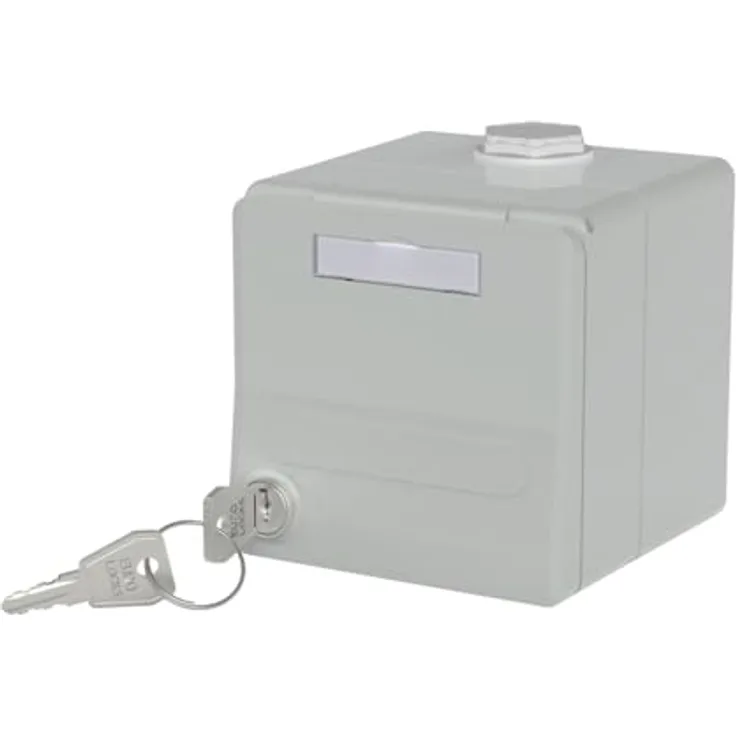 Metz Connect Aufputz-Gehäuse für Keystone Module, IP44, grau, mit plombierbarem Klappdeckel und zwei Schlüsseln