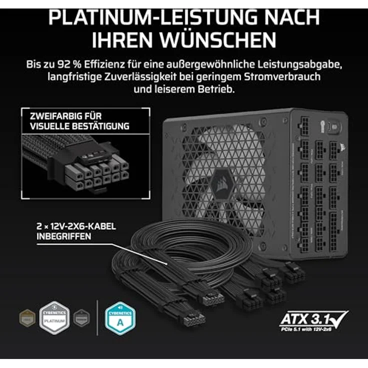 Corsair HXi Series (2025) HX1200i 80 PLUS Platinum Netzteil, 1.200 Watt, schwarz – Bild 5
