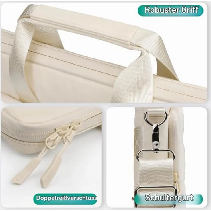 TECOOL 15,6 Zoll Laptoptasche, Puffy Aktentasche mit Rundumschutz, verstellbarem Schultergurt und Stauraum für Zubehör – Bild 4