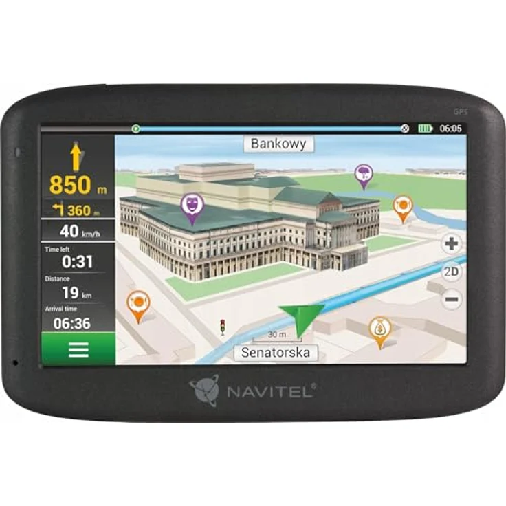 Navitel E501, Fahrzeug Navigation mit 5" TFT Touchscreen, vorinstallierten 47 Karten, Blitzerwarnung und kostenloser Kartenaktualisierung – Bild 1