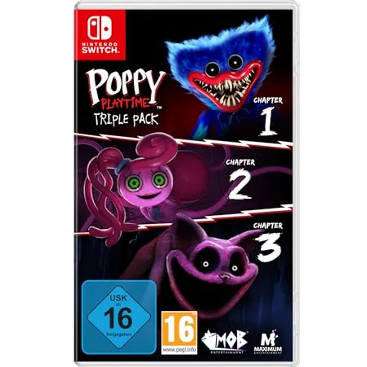Maximum Entertainment UK Limited Poppy Playtime Triple Pack [Nintendo Switch], mit den ersten drei Kapiteln der Saga und furchterregenden Spielzeugfiguren