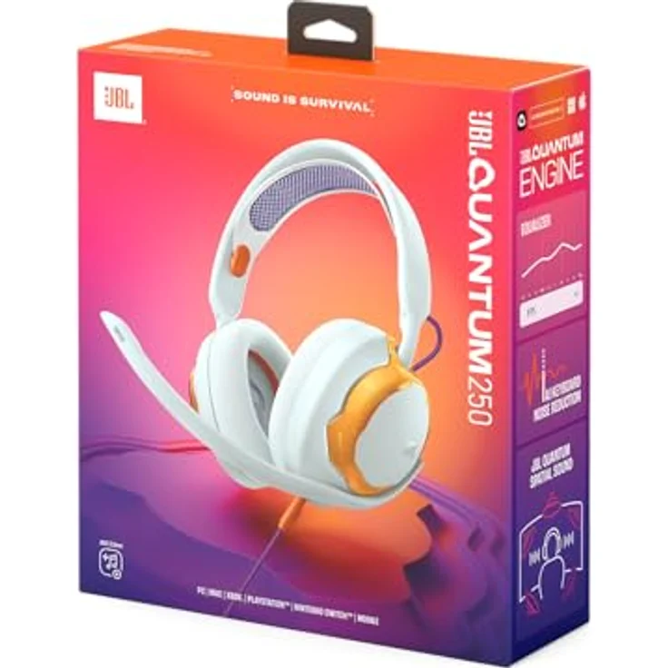 JBL Quantum 250, Over-ear Gaming-Kopfhörer mit 50-mm-Treibern, Türkis, abnehmbares Mikrofon und Noise-Cancelling – Bild 6