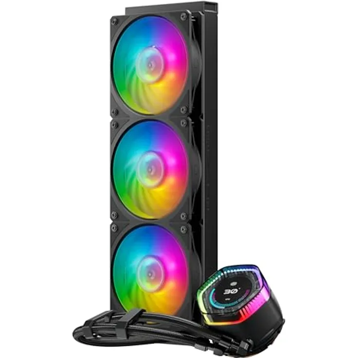 Cooler Master MasterLiquid 360 Ion CPU-Wasserkühlung – HALO-LCD-Anzeige, Gen X Zweikammerpumpe, Mobius 120P ARGB-Lüfter, RGB, LGA1700- & AM5-Halterungen