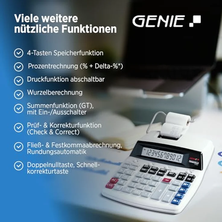 Genie D69 Plus Druckender Tischrechner (Netzteil, 12-stelliger Rechner, rot und schwarz Druck (Tintenroller)) – Bild 9