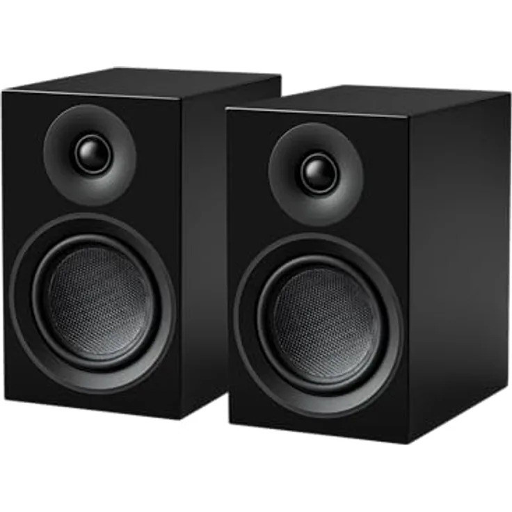 Pro-Ject Speaker Box 5 E Carbon, Referenz-Regallautsprecher mit 2-Wege-Bassreflexprinzip, 5-Zoll-Carbon-Bass/Mitteltöner, robustes MDF-Gehäuse, schwarz, inklusive Lautsprecherabdeckung