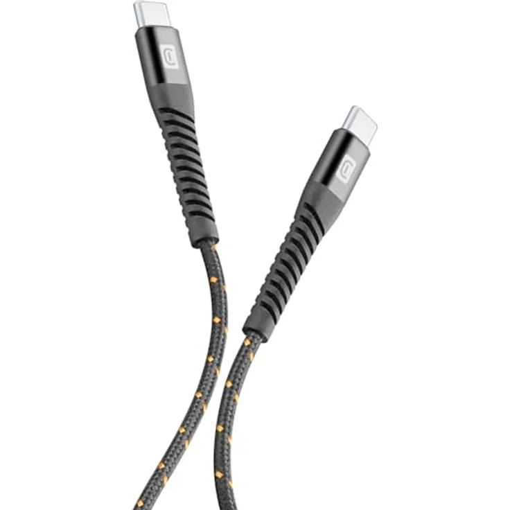 cellularline Tetraforce Cable 200cm - USB-C to USB-C, ultraflexibles und extrem widerstandsfähiges Kabel in schwarz – Bild 1