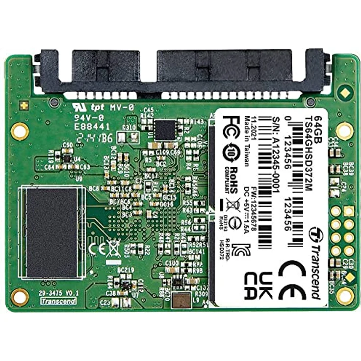 Transcend HSD372M 64GB Interne Half-Slim SSD Industrie SATA III Industrial TS64GHSD372M