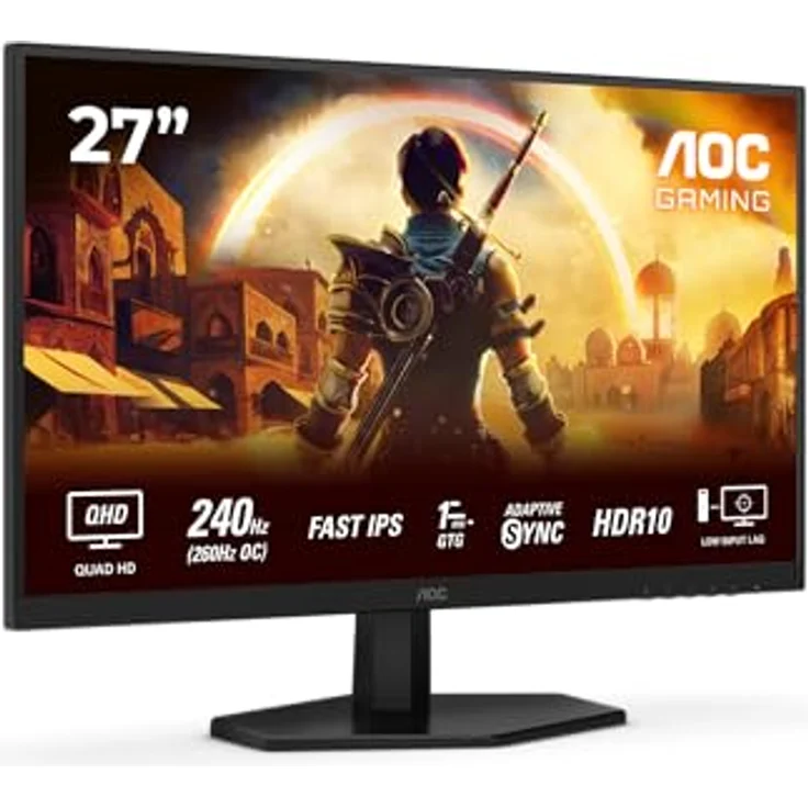 AOC Gaming Q27G42ZE, 27 Zoll Quad HD Gaming Monitor, 240 Hz, 1 ms Reaktionszeit, G-Sync kompatibel, HDR10, schwarz-rot – Bild 1
