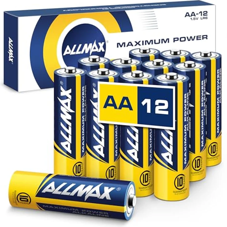ALLMAX AA Mignon (LR6) Maximum Power Alkaline Batterien, 12 Stück, ultralanglebig, auslaufsicher, 10 Jahre Haltbarkeit, maximale Leistung (1,5 V) – Bild 1