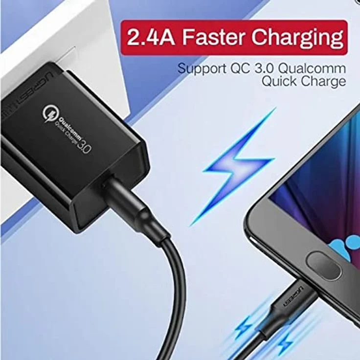 UGREEN US289, Micro-USB-Kabel, 3m, schwarz, Schnellladung bis 2.4A, Datenübertragung bis 480 Mbps – Bild 2