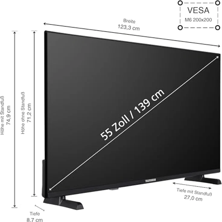 Telefunken QLED Fernseher VIDAA QU55VP750S, 55 Zoll 4K UHD Smart TV mit Dolby Vision, Dolby Atmos, Triple-Tuner und 6 Monate HD+, schwarz – Bild 3