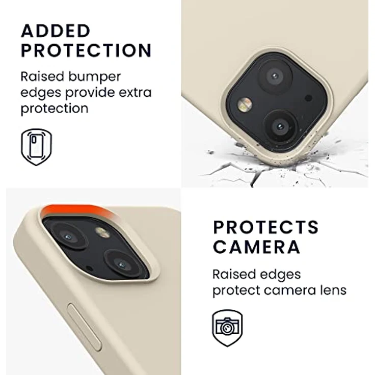 kwmobile Handyhülle für iPhone 13 mini, Silikon Case in Creme, kabelloses Laden, rutschfest und elastisch – Bild 3