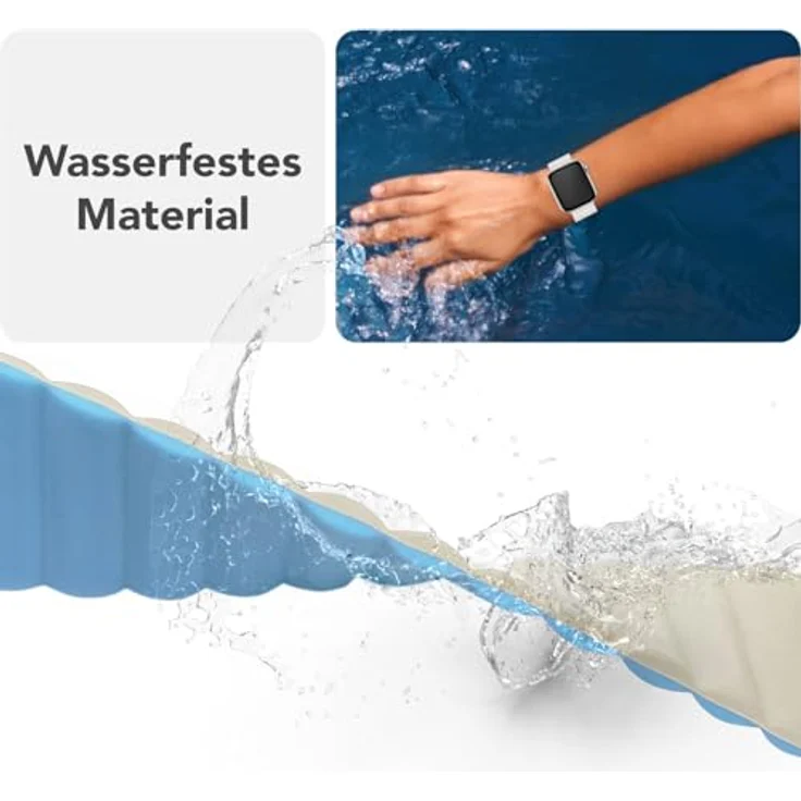 NALIA Core Magnet Armband kompatibel mit Apple Watch Ultra/SE/10/9/8/7/6/5/4/3/2/1, Atmungsaktives Silikon Loop mit Rillendesign, Eisnebelblau, für Handgelenke 130-210mm – Bild 5