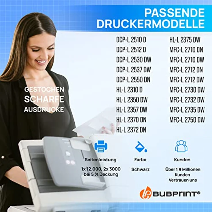Bubprint XXL Toner und Trommel kompatibel mit Brother TN2420 DR2400, 2x 6.000 Seiten Schwarz und 1x 12.000 Seiten Bildtrommel – Bild 2