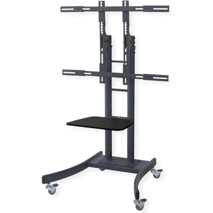 VALUE LCD-/TV-Rollständer, schwarz, bis 125 kg für Bildschirme von 32" bis 100", ideal für Präsentationsräume und Klassenzimmer mit Kabelschacht