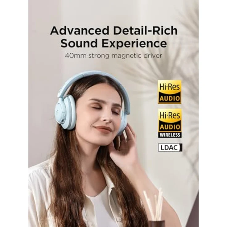 1MORE HQ31, Kabellose Over Ear Kopfhörer mit Hybrid Active Noise Cancelling, 90Std. Spielzeit, Hi-Res Audio, Räumlicher Klang, Klare Anrufe, Schnellladung, EQ in APP – Bild 4