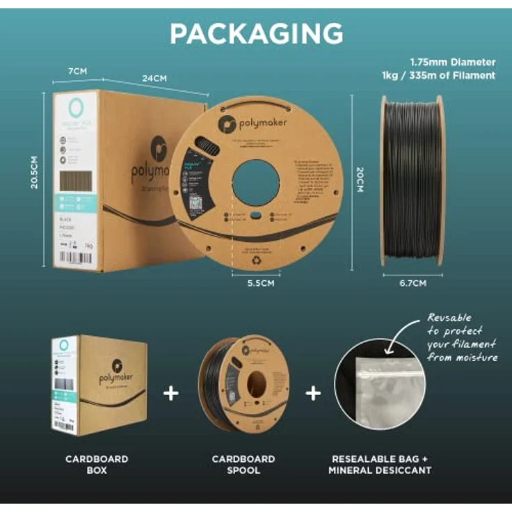 Polymaker PolyLite PLA 3D Filament, 1.75 mm, 1000 g, grün, hohe Hitzebeständigkeit, einfache Druckbarkeit – Bild 8
