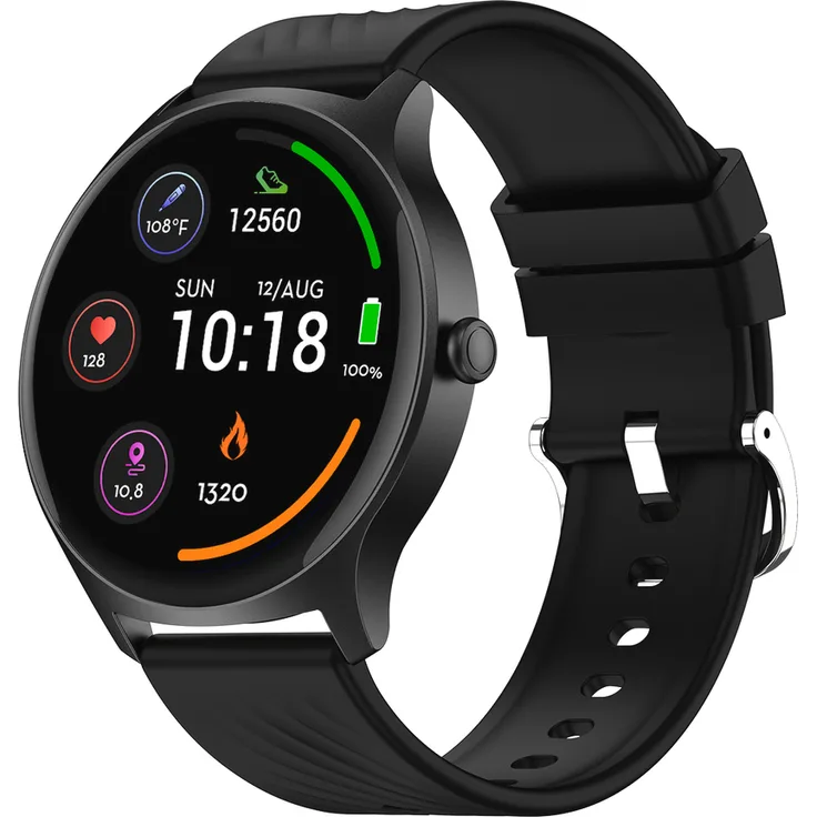 Denver Smartwatch SWC-387B, Bluetooth Smartwatch mit AMOLED-Full-Touch-Display, Gesundheits- und Fitness-Tracking, schwarz