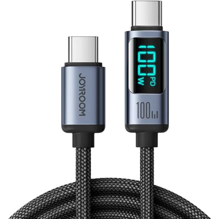 Joyroom S-CC100A16, USB-C Kabel 100W 1,2m mit LED-Anzeige, schwarz – Bild 1