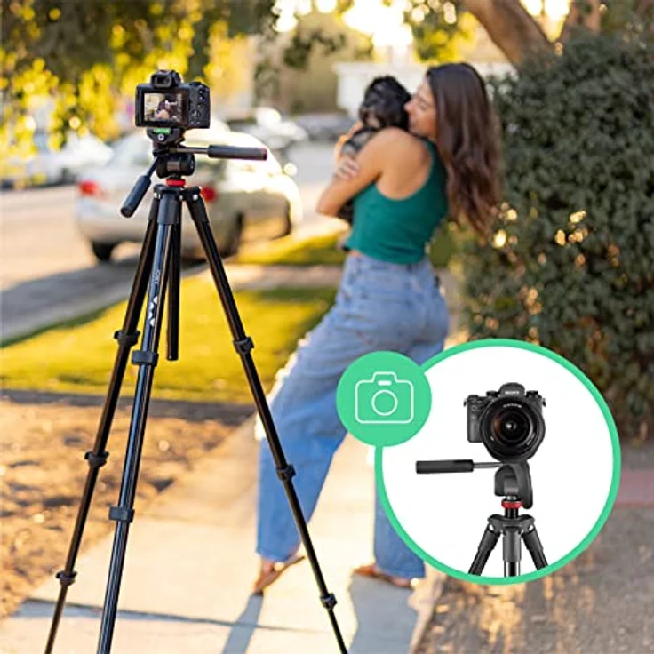JOBY Compact Advanced, Kamerastativ mit 3-Weg-Kopf, universellem ¼-20" Schnellspanner und Tragetasche, für CSC, DSLR, spiegellose Kamera, Smartphone, Farbe: Schwarz – Bild 5