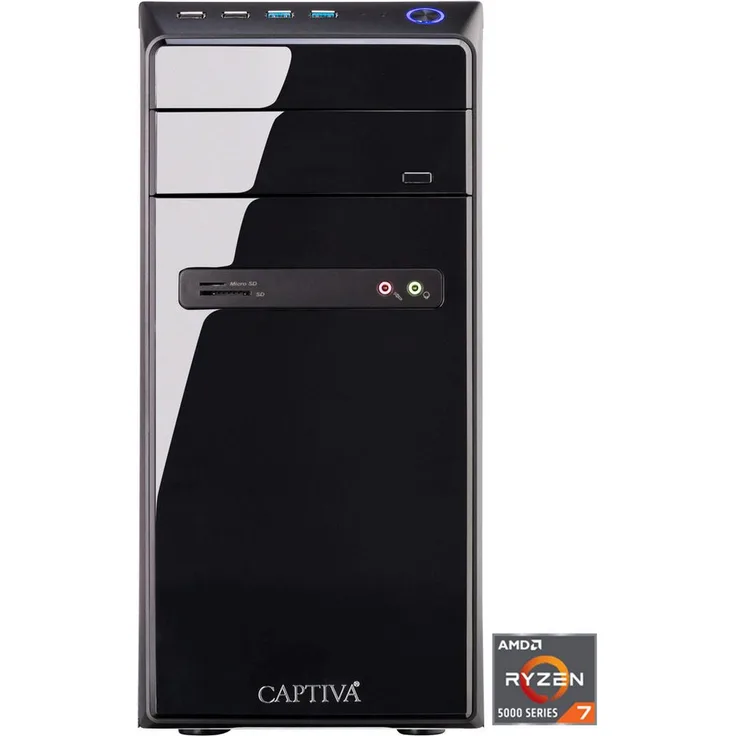 CAPTIVA Business/Office R10-0450, Business-PC mit AMD Ryzen 7 5700G, 16GB RAM, 4000GB HDD, 500GB SSD, Luftkühlung, schwarz