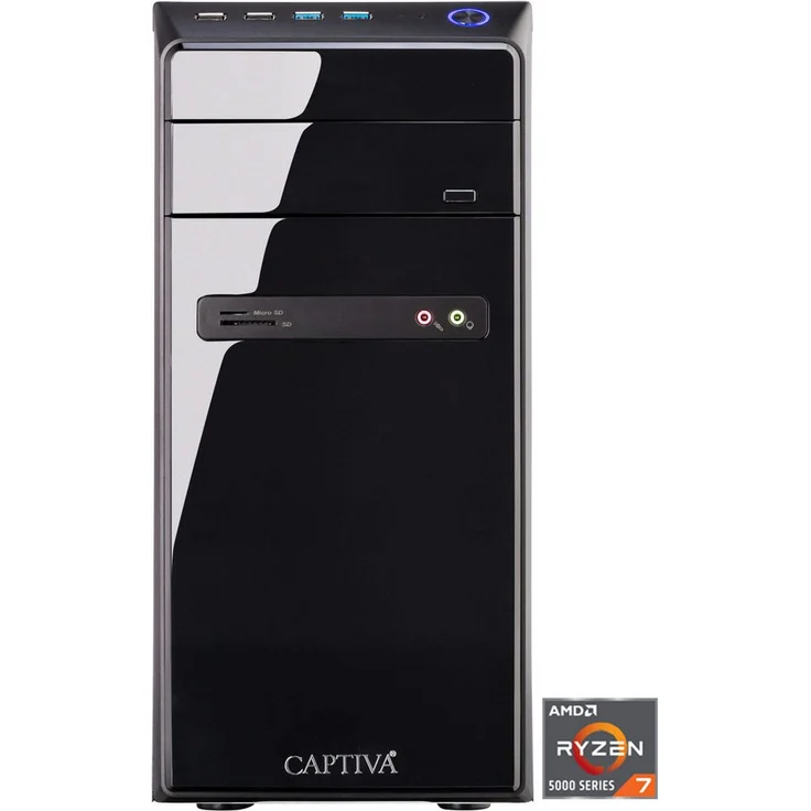 CAPTIVA Business/Office R10-0450, Business-PC mit AMD Ryzen 7 5700G, 16GB RAM, 4000GB HDD, 500GB SSD, Luftkühlung, schwarz