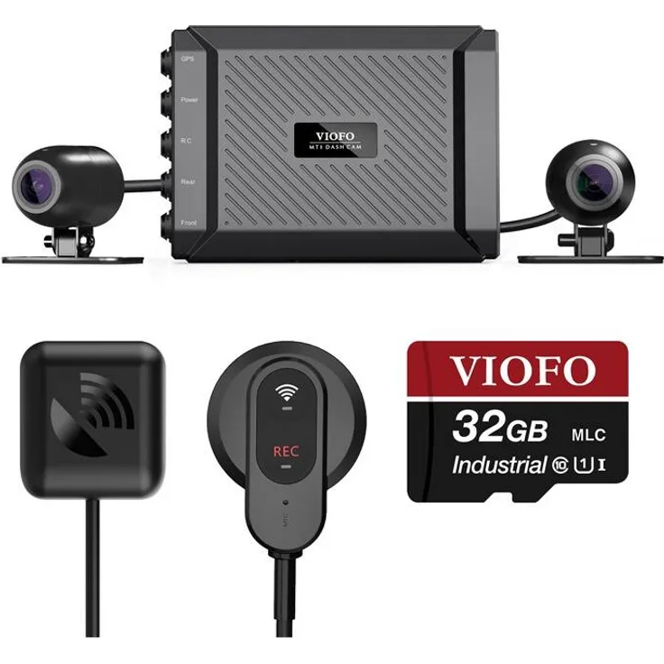 VIOFO MT1, 1080p WiFi GPS-Motorradkamera mit dualer Objektivaufnahme, IP66 wasserdicht, Sony STARVIS-Sensor, 170° Weitwinkel, 32 GB Micro SD-Karte
