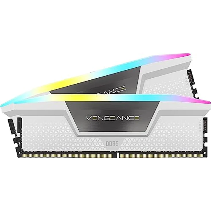 Corsair VENGEANCE RGB DDR5 RAM 32GB (2x16GB) 6400MHz CL36 Intel XMP iCUE Kompatibel Computer Speicher - Weiß (CMH32GX5M2B6400C36W) – Bild 1