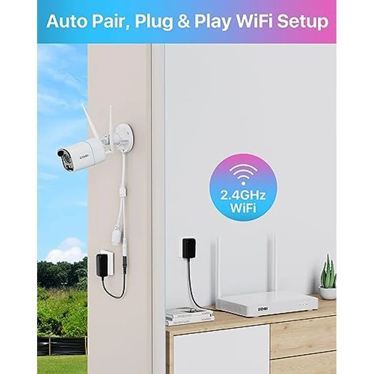 ZOSI 4MP WLAN Überwachungskamera Set Aussen, 6X WiFi Kamera Outdoor Set, 8CH 2.5K NVR mit 2TB Festplatte, Intelligente Nachtsicht, Personen- und Fahrzeugerkennung, Spotlight Warnung – Bild 2