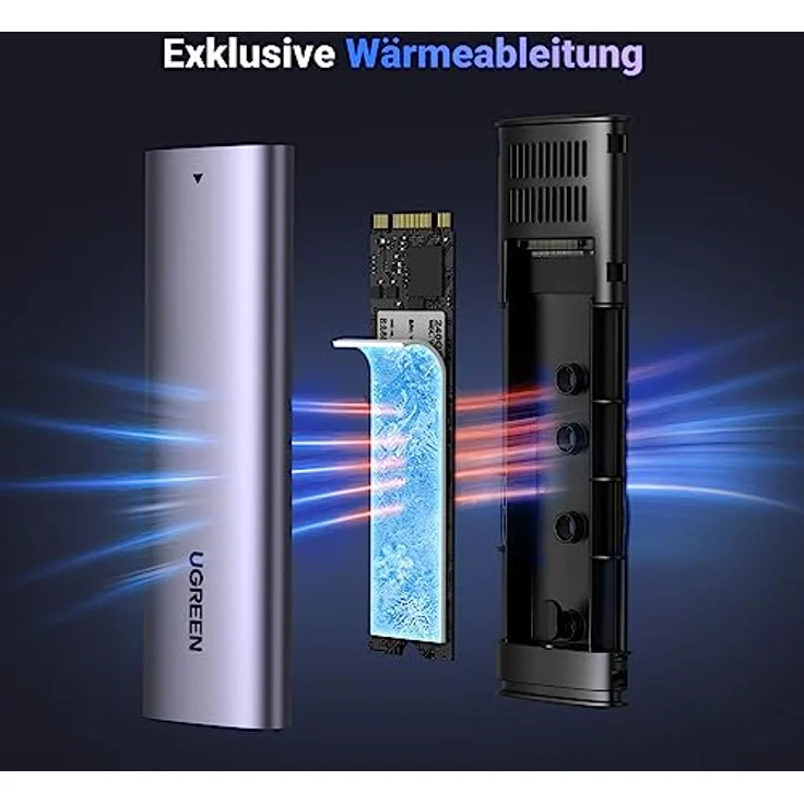 UGREEN M.2 Gehäuse NVMe USB 3.1 Gen2 10 Gbps NVMe SSD Gehäuse Adapter mit USB CC Kabel für M2 NVMe PCIe M Key und B+M Key Unterstützt UASP Ruhemodus – Bild 5