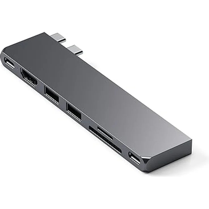 Satechi USB-C Hub Multiport Adapter Pro Slim, 7 in 1 Dongle – Für MacBook Pro/Air M2 mit USB 4 Port, 4K HDMI Auflösung, USB3.2 Gen 2, SD/TF Kartenleser und 100W USB-C PD (Space Grau) – Bild 1