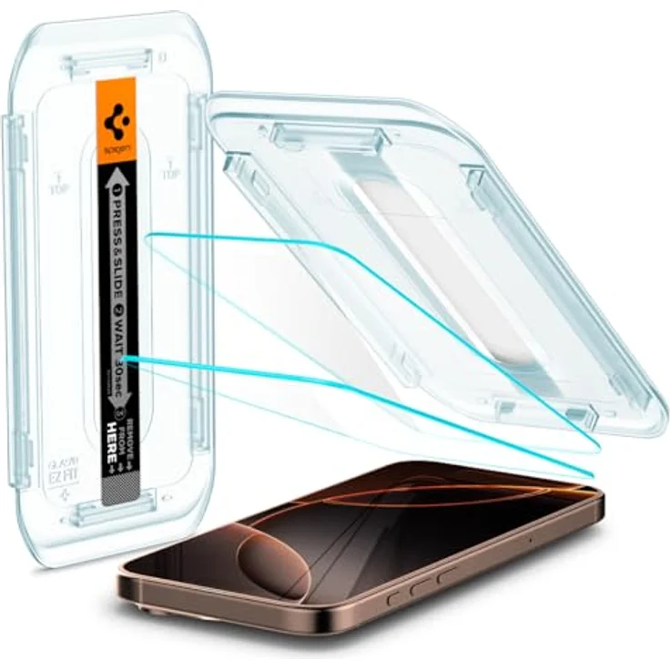 Spigen Glas.tR EZ Fit Schutzfolie kompatibel mit iPhone 16 Pro Max, 2 Stück, Kratzfest, 9H Härte Folie, transparent – Bild 1