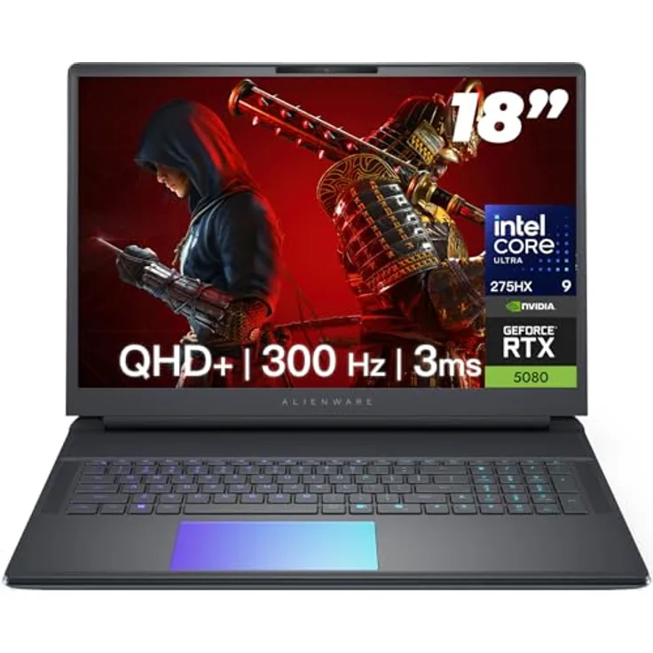 Alienware Area-51 18 Zoll Gaming Laptop, GeForce RTX 5080 16GB GDDR7, 45.7 cm QHD+ 300Hz, Intel Ultra 9 275HX, 64GB DDR5, AlienFX RGB, Wi-Fi 7, Quad Fan Cooling, Win 11PRO