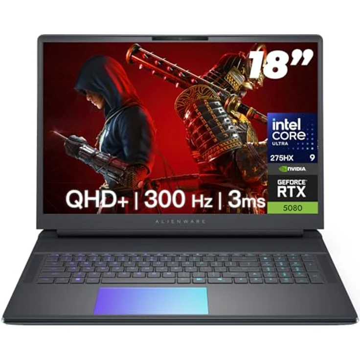 Alienware Area-51 18 Zoll Gaming Laptop, GeForce RTX 5080 16GB GDDR7, 45.7 cm QHD+ 300Hz, Intel Ultra 9 275HX, 64GB DDR5, AlienFX RGB, Wi-Fi 7, Quad Fan Cooling, Win 11PRO – Bild 1