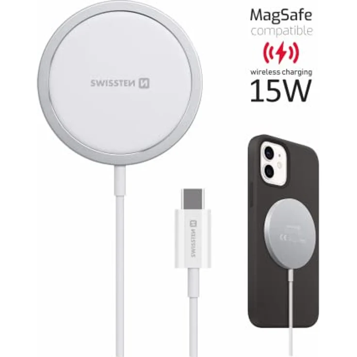 Swissten Magstick USB-C Kabel - Magnetisches kabelloses Ladegerät, kompatibel mit MagSafe, unterstützt schnelles Aufladen von bis zu 15 W - Länge 1,5 m – Bild 3