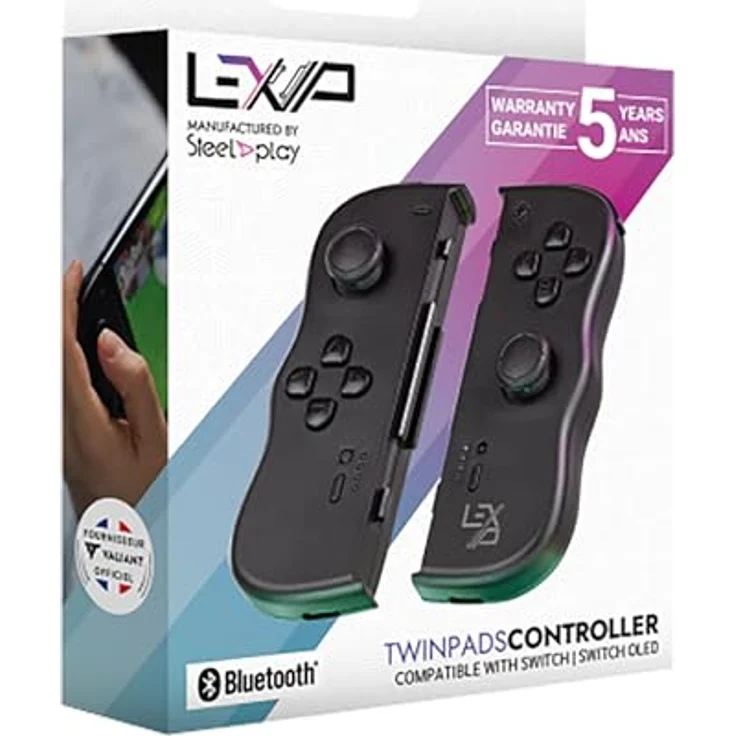 Lexip TwinPads Gaming Controller, Schwarz mit Bewegungserkennung und Vibrationssystem für Nintendo Switch und Switch OLED – Bild 1