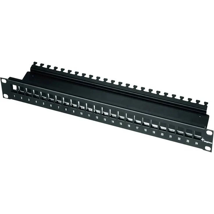 Telegärtner 100021497 24 Port Netzwerk-Patchpanel CAT 6a, 483mm (19"), 1 HE, unbestückt, Schwarz