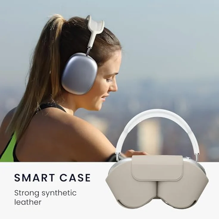 kwmobile Kopfhörer-Schutzhülle Hülle für Apple AirPods Max Case aus Polyester, Kopfhörer Tasche Etui - Cover in Hellgrau – Bild 5