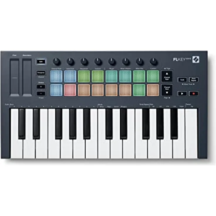 Novation FLkey Mini – Tragbares USB/MIDI-Controller-Keyboard mit 25 Tasten und Integration in FL Studio für die Musikproduktion